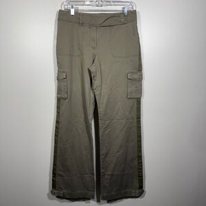 New York & Company Olive Green Cargo‎ Pants Wide Leg Utility Pockets Size 8